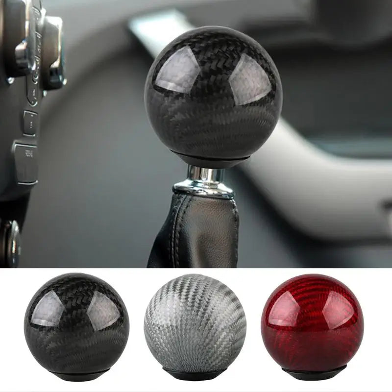 Carbon Fiber Gear Shift Knob for Manual Transmission Cars - Ball Shape Auto Shift Lever Cover for Modified Vehicles