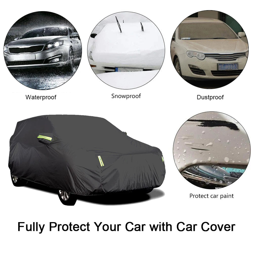 SUV Protective Car Cover for Sedans - Waterproof, UV-Resistant, and Scratch-Proof with Reflective Strips - Sizes S-XXL Available!