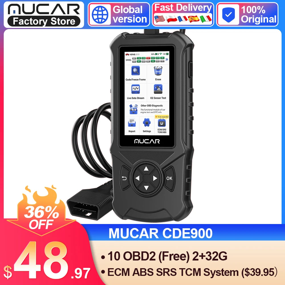 MUCAR CDE900 Obd2 Car Auto Diagnostic Tools Car Scanner Automotivo Code Reader Check Engine Check Engine Light Emissions Scanner