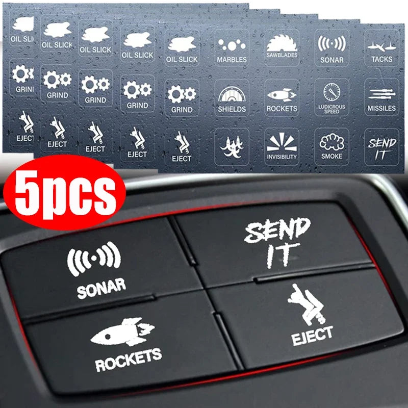 Car Interior Switch Stickers - Fun PVC Decals for Window Control & Dashboard Customization, Auto Accessory Set