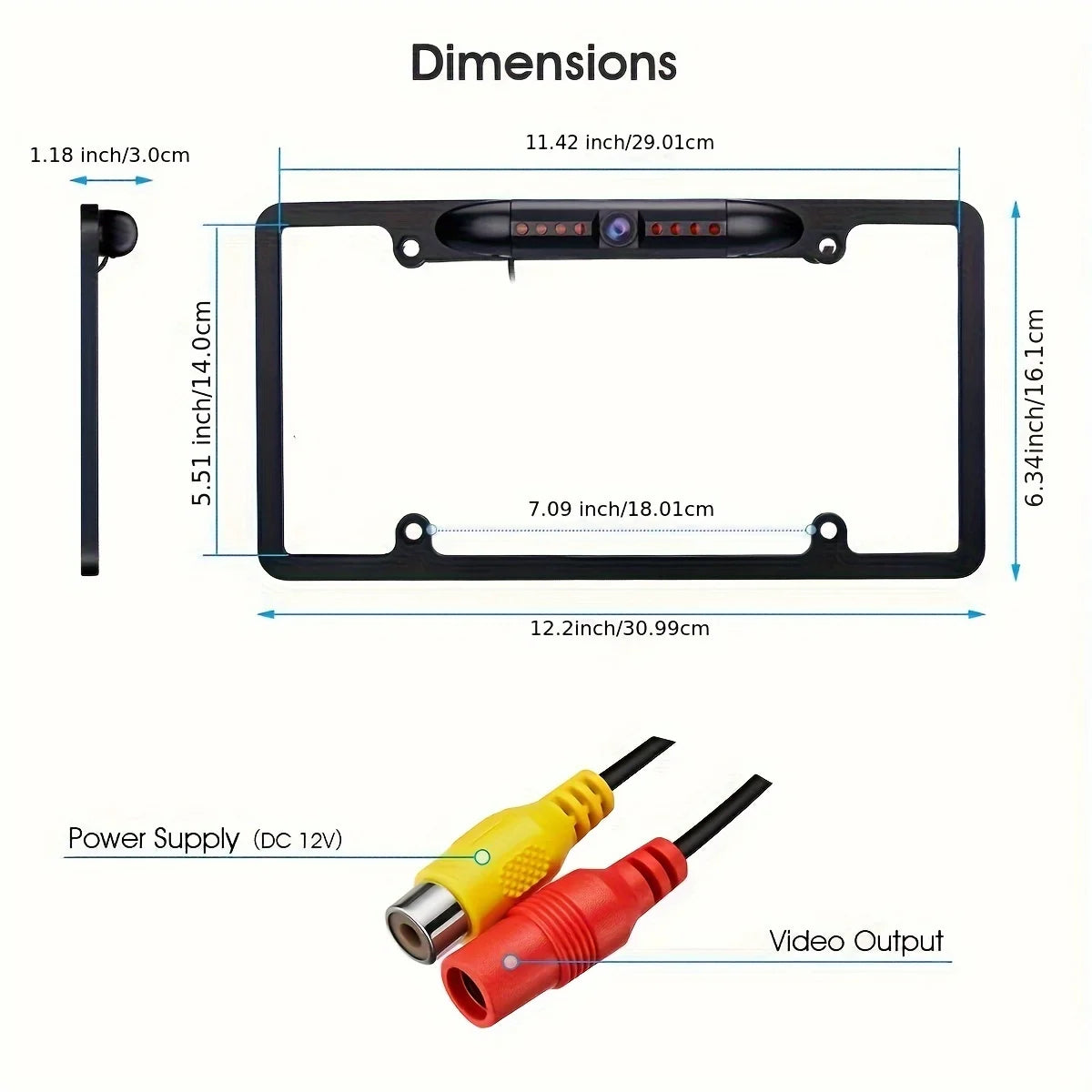 US license plate Universal Wide Angle US License Plate Car Rear View Backup Parking Camera 8 IR Night Vision