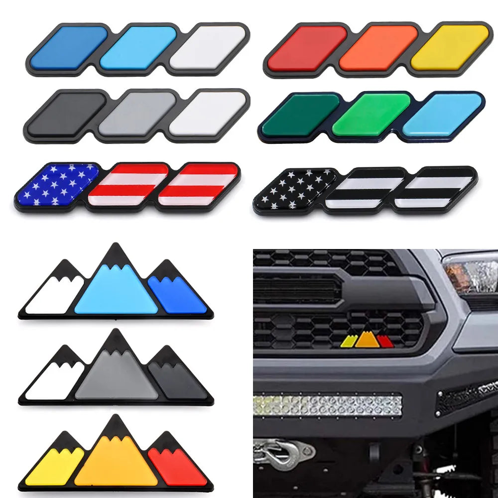 Grille Badge Emblem Colors or American Flag For Car , Exterior Auto Accessories