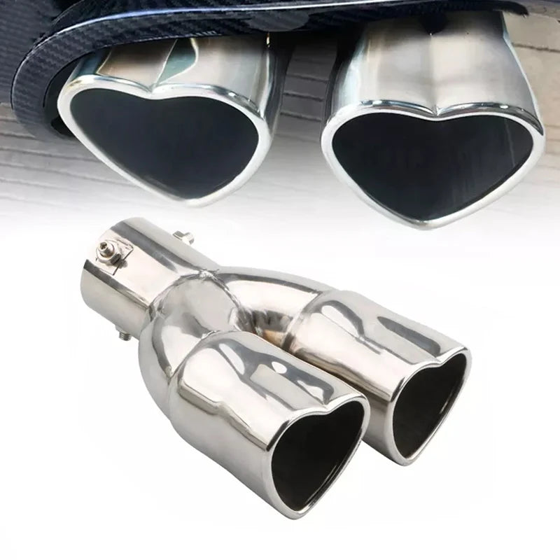 High-Performance Double-Pipe Heart-Shaped Exhaust Tips with Straight Neck Design