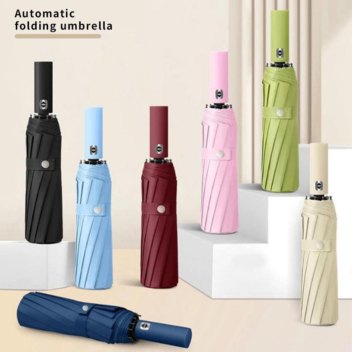 Luxury Automatic Windproof Folding Umbrella - Sunblock & Rain Protection for Men and Women