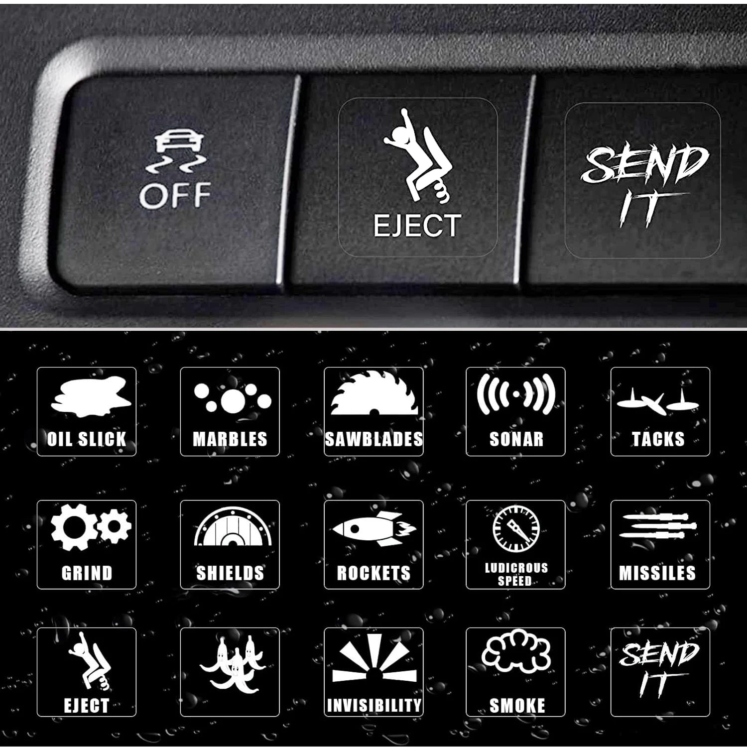 15pcs Self-Adhesive Car Switch Button Stickers - Creative Dashboard Decals for Customizing Your Vehicle