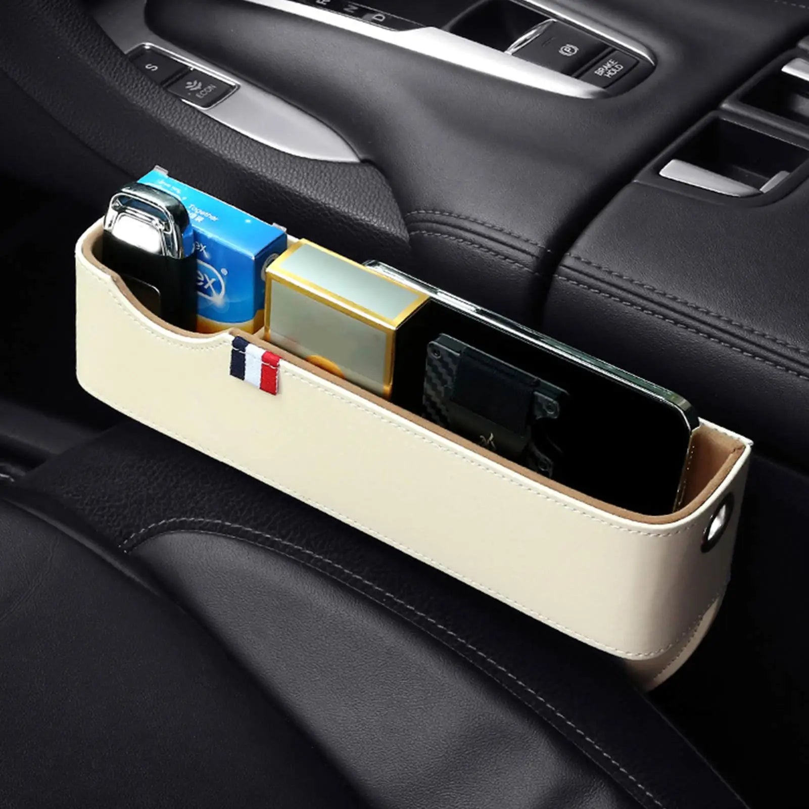 Car Seat Organizer Storage Box with Gap Slit Filler and Slit Pocket for Wallet and Phone