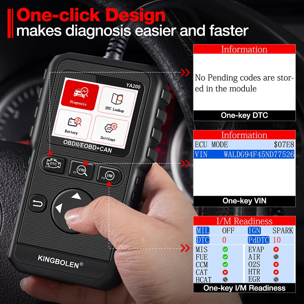 OBD2 Scanner with Lifetime Free Updates - Comprehensive Car Diagnostic Tool for Engine Codes, Voltage Tests, and DTC Lookup