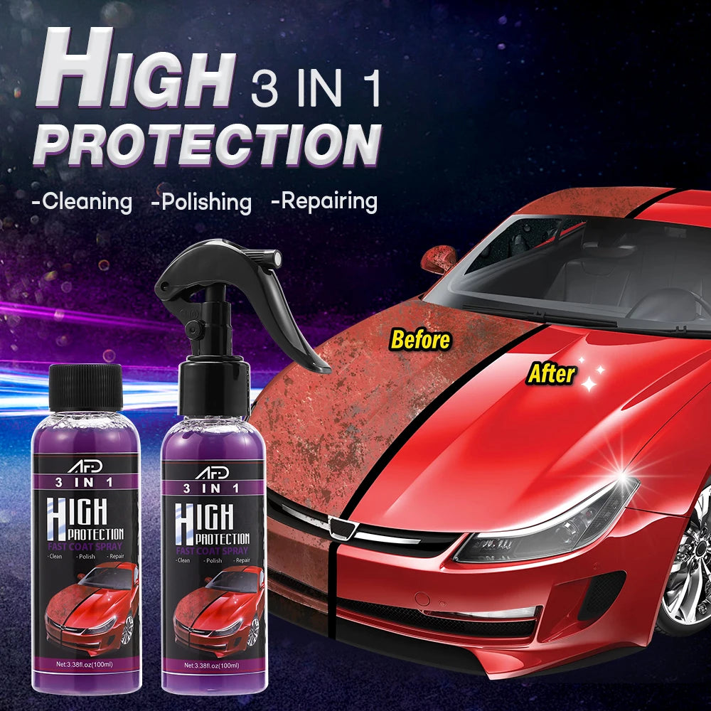 Ultimate 3-in-1 Nano Ceramic Coating Spray for Cars - 100ml Scratch Repair & Exterior Protection