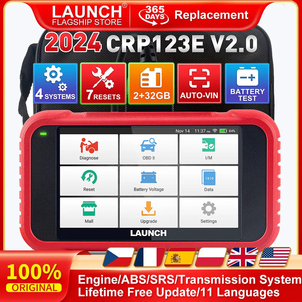 LAUNCH X431 CRP123E V2.0 OBD2 Scan Tool ABS SRS Engine AT Car Diagnostic Scanner Full OBD2 DIY Code Reader Lifetime Free Update