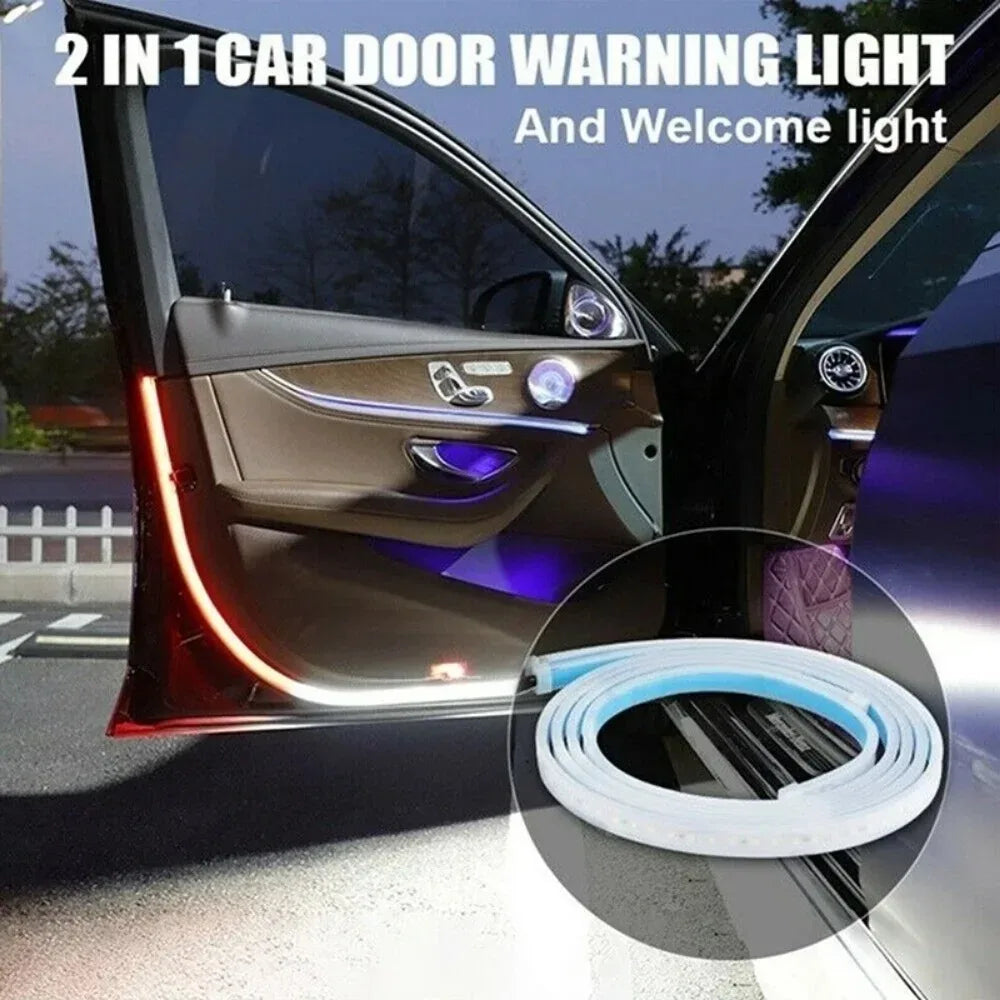 Car LED Door Warning Light Strip: Welcome Light, Waterproof Signal, Anti-Collision Safety for Night Visibility.