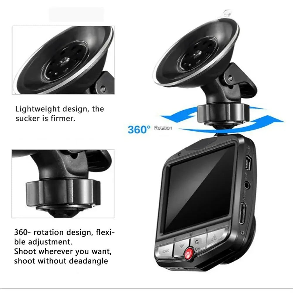 HD 1080P, DVR Recording Vehicle Dash Camera, 360 Degree Rotation, Portable Plug n Play with Rearview Camera