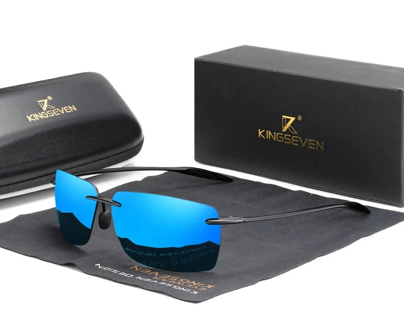 Men's Fashion Rimless Polarized Sunglasses - UV400 Driving Square Shades for Outdoor Activities