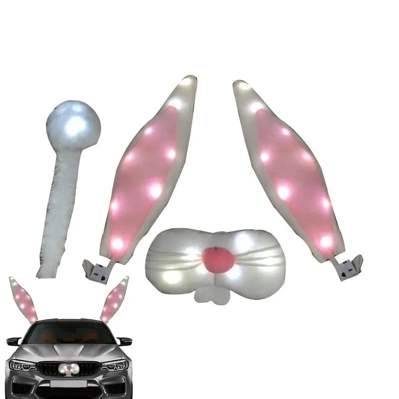 LED Christmas Reindeer Antlers and Nose Car Decoration Kit for SUVs and Vehicles