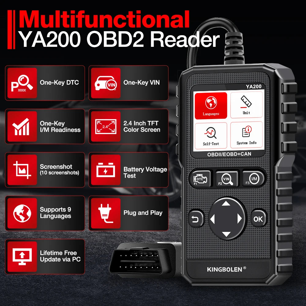 OBD2 Scanner with Lifetime Free Updates - Comprehensive Car Diagnostic Tool for Engine Codes, Voltage Tests, and DTC Lookup