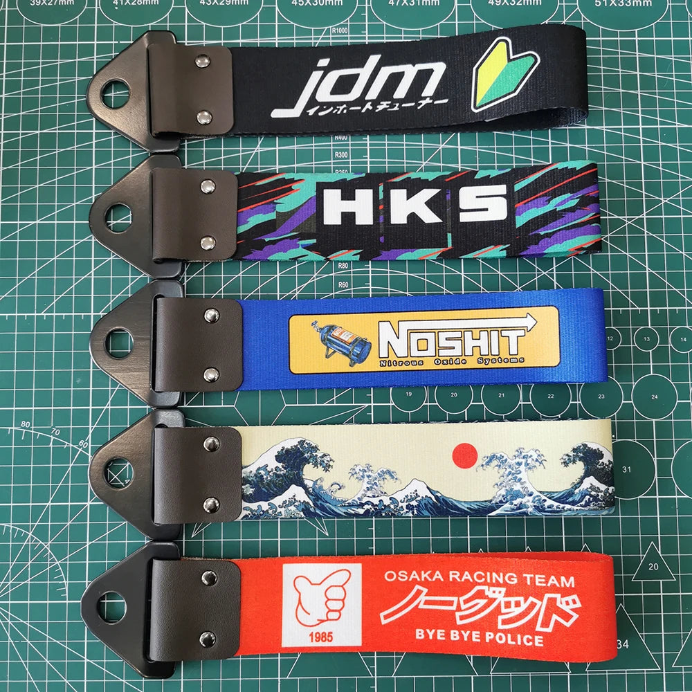 JDM Culture Vibrant Tow Strap Belt for Car Towing - Durable Auto Accessory with Pendant Design for Enhanced Vehicle Style