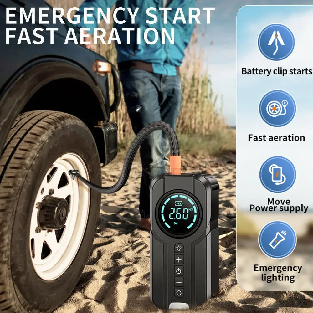 Car Jump Starter 99800mAh 1000A Battery Charger Emergency Portable Battery Booster Charger Starting Device with Air Compressor