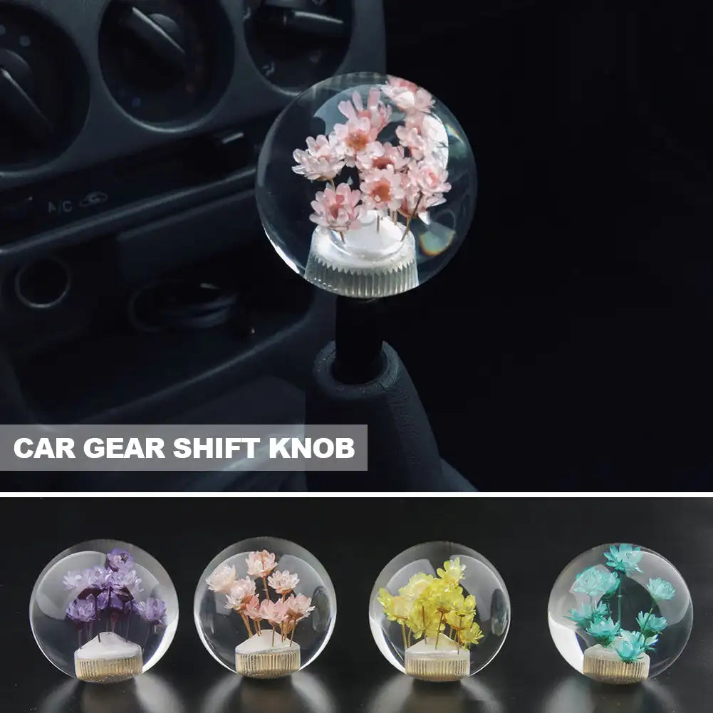 Creative Car Shifter Head Shift Knob Stick Crystal Transparent Flower Manual 54mm Flower Gear Shift Knob Car Accessories Decor