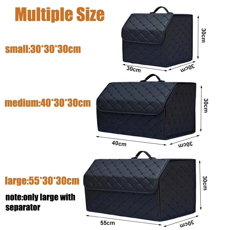 Car Trunk Storage Box Large Capacity Auto Multiuse Tools Organizer Box Stowing Tidying Leather Folding for Emergency Storage Box