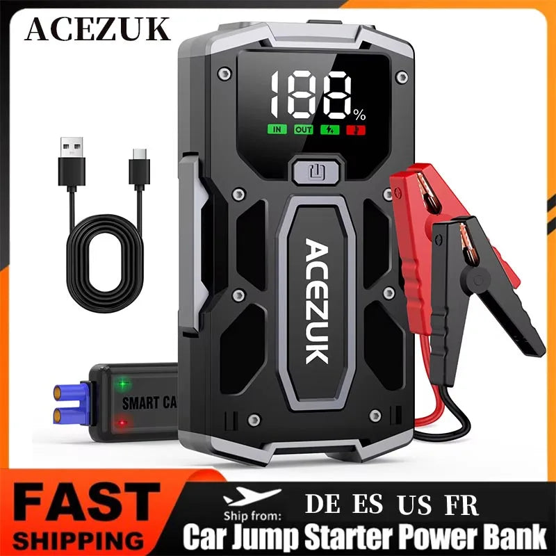 Style 2, 3000A 12800mAh Car Jump Starter Portable Power Bank Car Battery Booster 12V Car Starting Device for Petrol 7.0L Diesel 5.5L