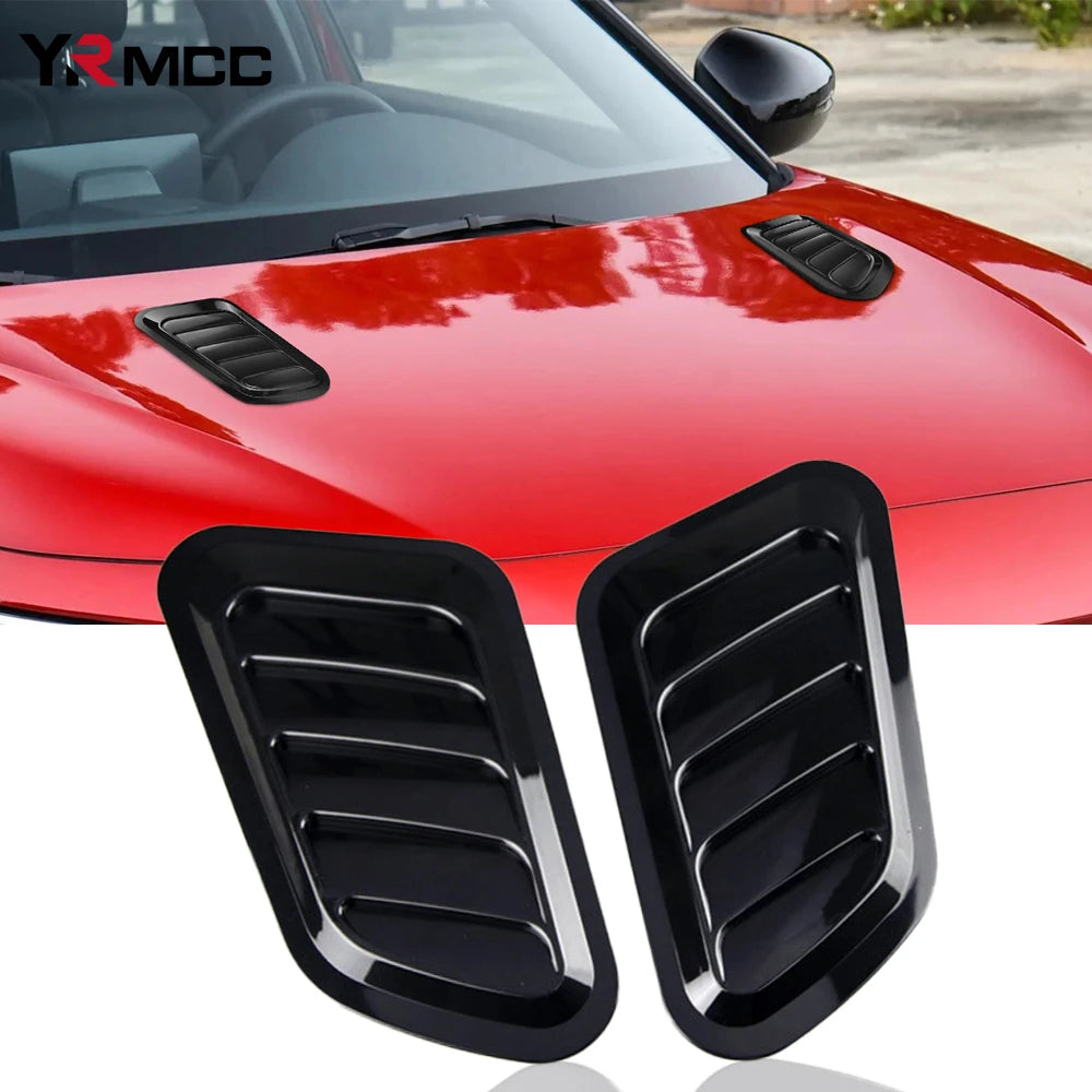 Universal Carbon Fiber Hood Vent Covers - 2PCS Stylish Air Flow Intake Stickers for Car Customization