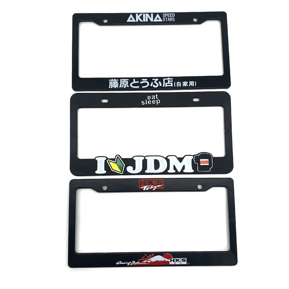 JDM Racing Style License Plate Frames, 1 set/ pair, Standard USA Sizing