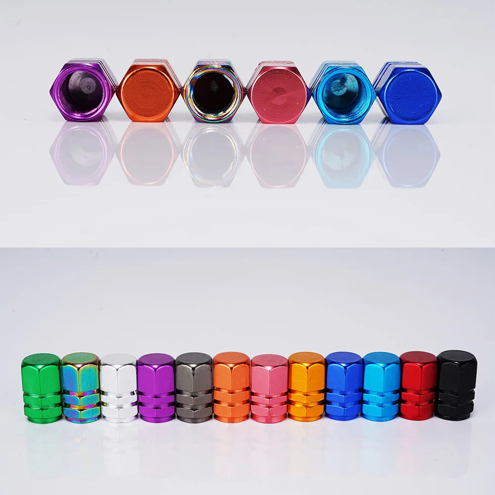 Colorful Aluminum Alloy Tire Valve Caps - Dustproof Decorative Wheel Accessories for Cars, Motorcycles, and Bicycles