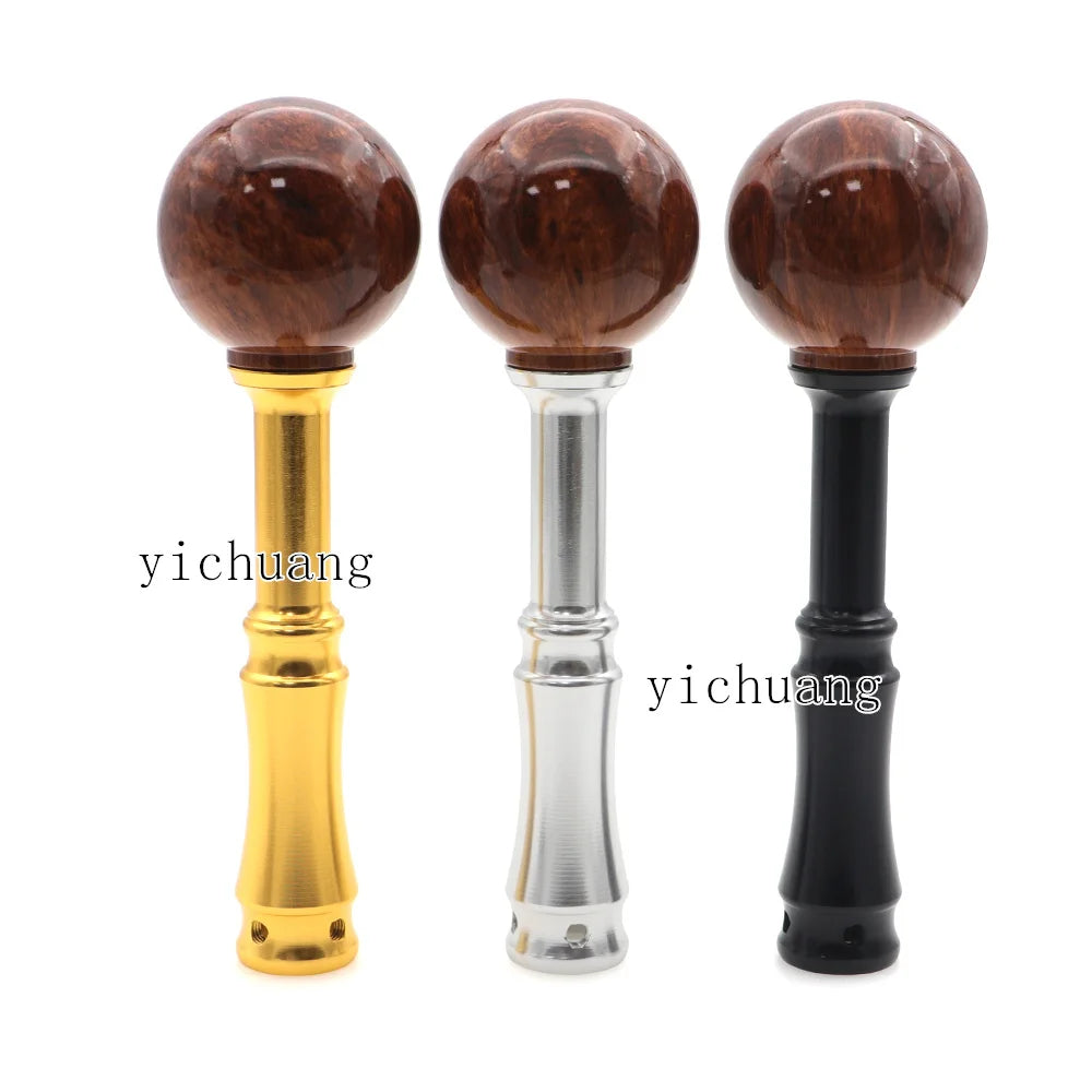 Manual Transmission Universal Peach Wood Style Shift Knob Ball - Long Aluminum Alloy Lever Adapter with Comfortable Grip