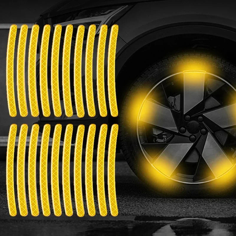 20Pcs Colorful Reflective Strips Car Motorcycle Wheel Hub Stickers Car Styling Decal Sticker Auto Moto Decor Decals Accessories