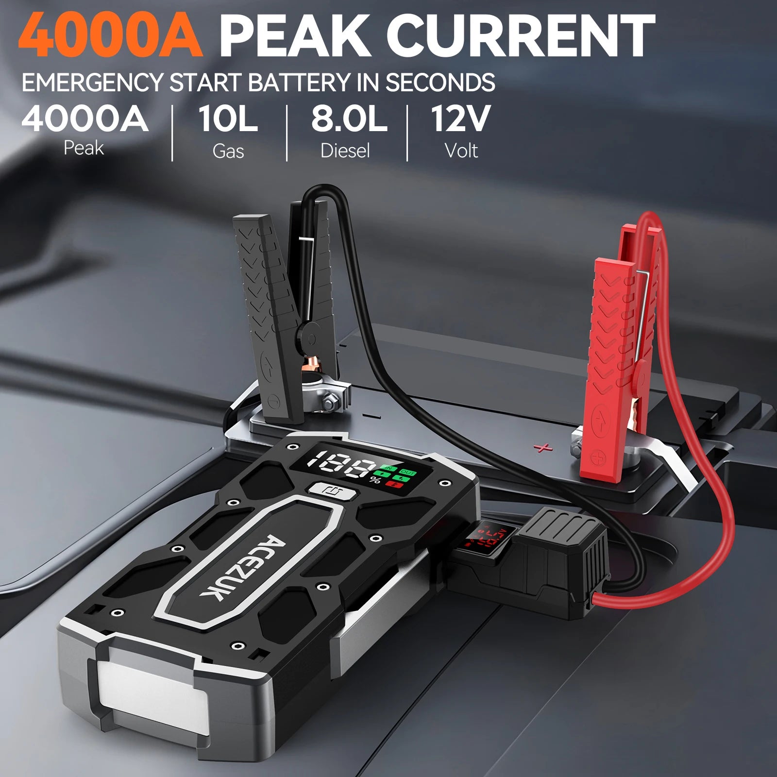 Style 2, 4000A Car Jump Starter Power Bank 12V 21800mAh Starting Device Emergency Car Battery Charger Booster Buster For 10L 8.0L