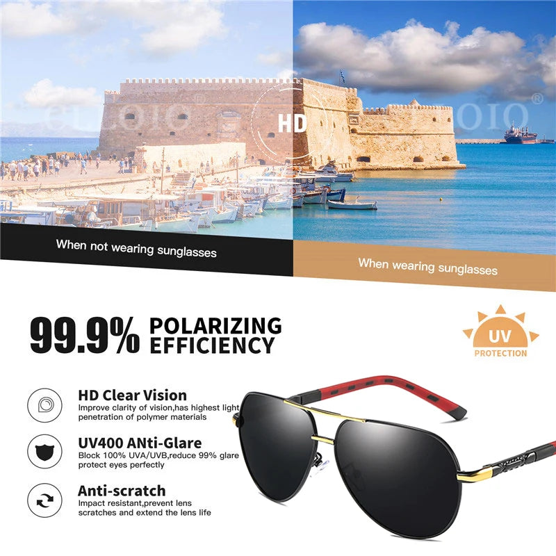 Classic Aluminum Polarized Driving Sunglasses - Pilot Sun Glasses for Men and Women