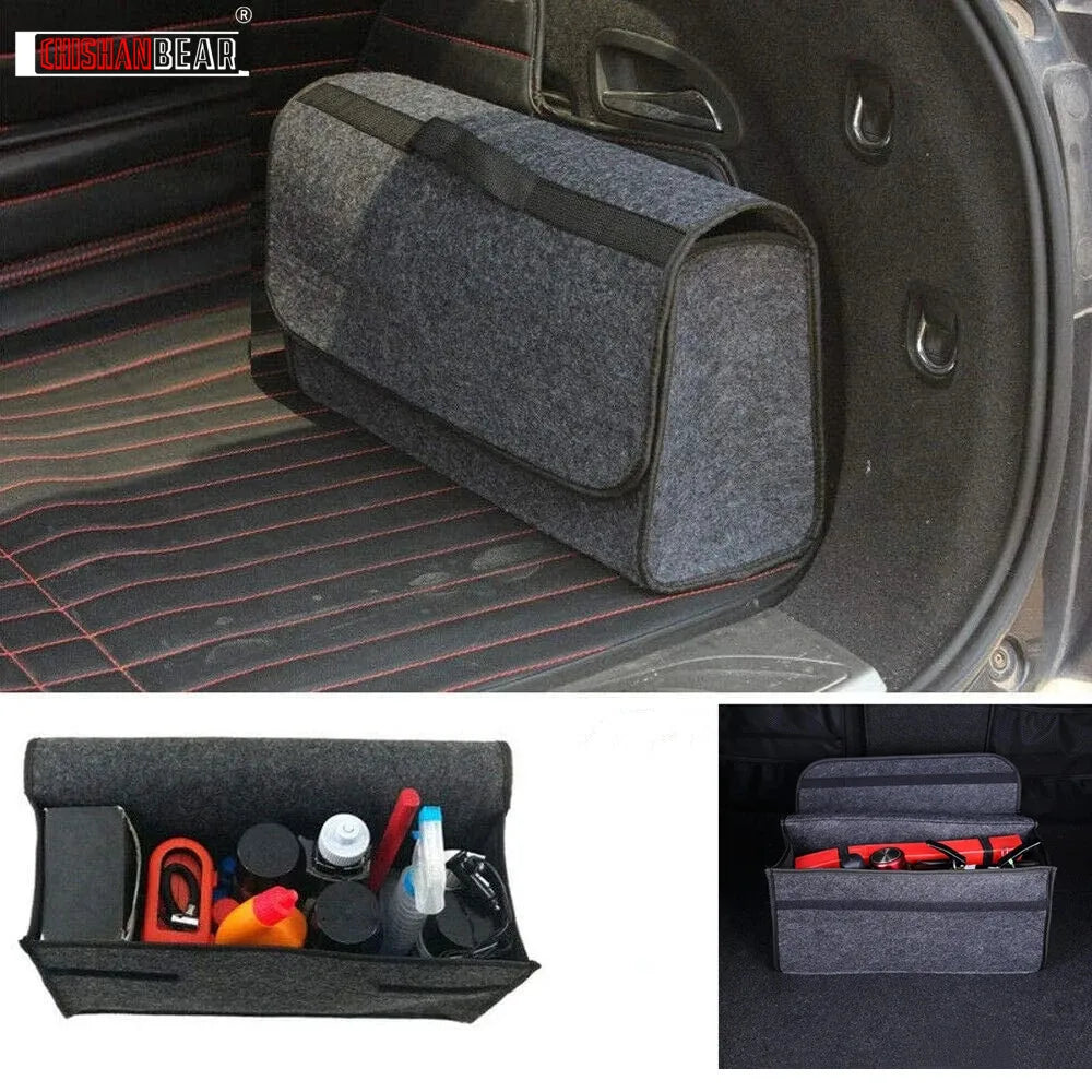 Car Storage Travel Bag Soft Woolen Felt Car Trunk Organizer Car Storage Box Bag Fireproof Stowing Tidying Package Blanket Tool