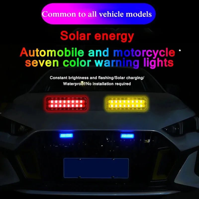 High-Visibility Solar-Powered LED Strobe Warning Lights for Cars, Trucks, and Emergency Vehicles - Versatile Automotive Safety Lights