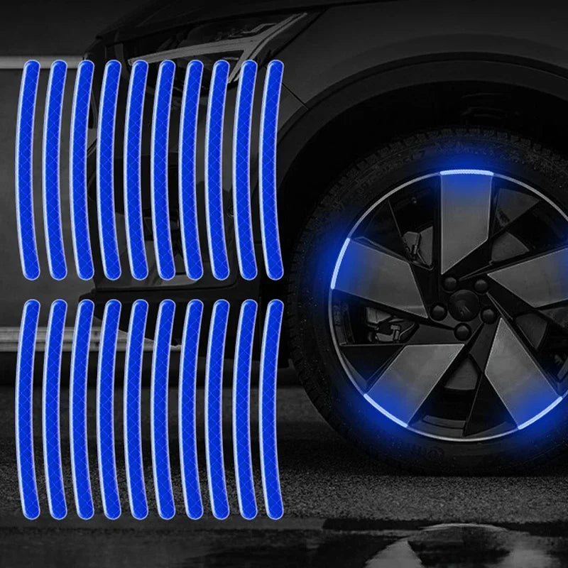 20Pcs Colorful Reflective Strips Car Motorcycle Wheel Hub Stickers Car Styling Decal Sticker Auto Moto Decor Decals Accessories