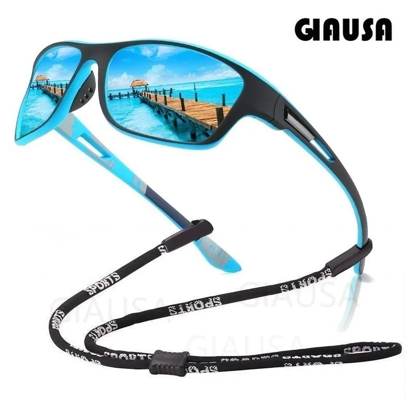 Polarized Sports Sunglasses with Glasses Chain for Men and Women - UV400 Anti-Glare Eyewear for Fishing, Driving, and Hiking