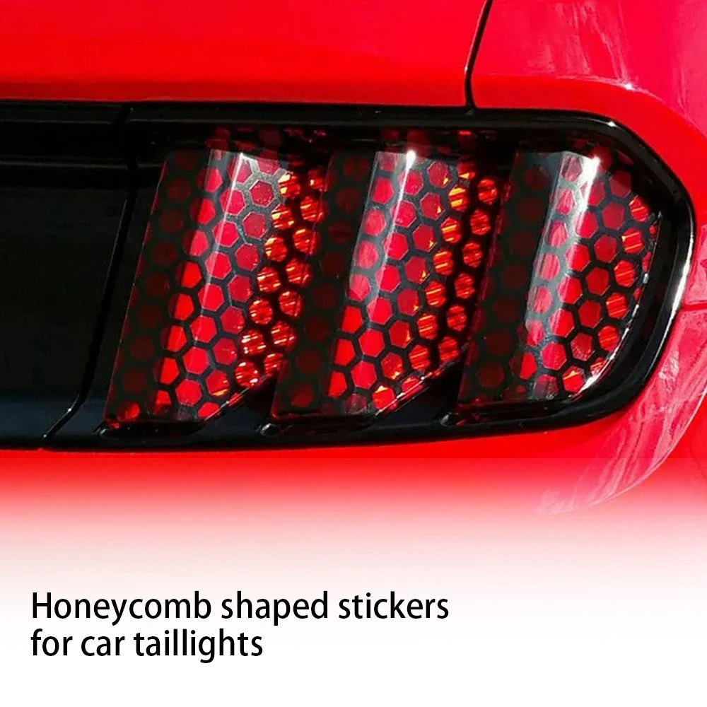 Honeycomb Car Tail Light Stickers - 48cmx30cm Stylish Vinyl Film Protectors for Tail Lights - Durable Auto Accessories for All Vehicle Models