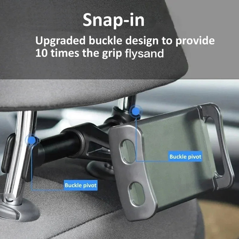 Premium Tablet Holder for Car Seats  Universal 4-11 Inch  Rotating Push Buckle Design for Tablets and Phones