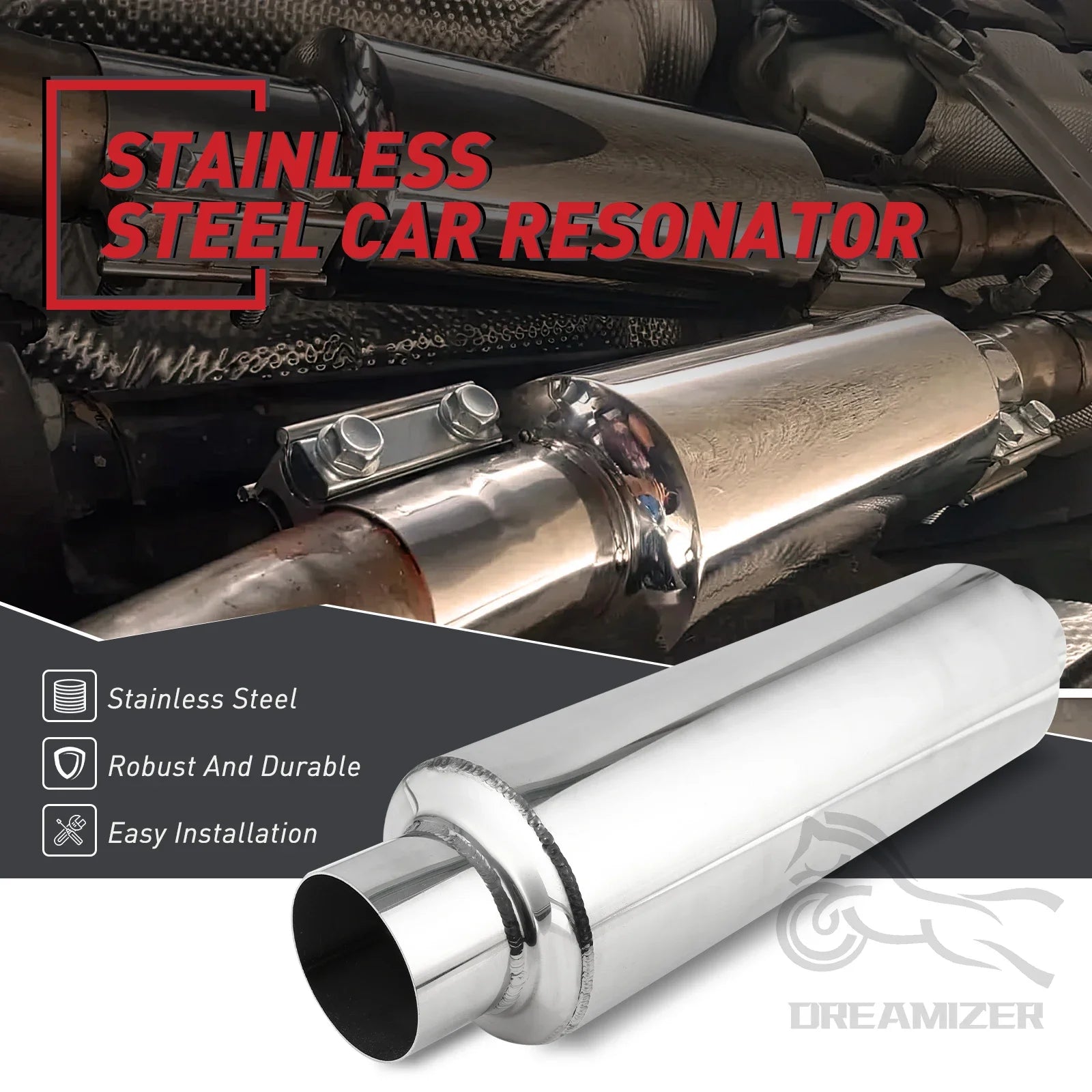 3" Polished Stainless Steel Exhaust Muffler Resonator Tailpipe Silencer - 16" Length  

Elevate your vehicle's performance with this high-quality 3" stainless steel exhaust muffler resonator. Designed with a polished finish and a durable double wall tip,