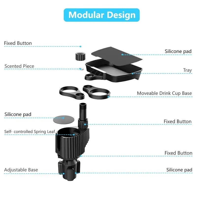 Detachable Car Cup Holder Expander Tray  Car Food Tray  Table for Eating  Expandable Cup Holder for Cars