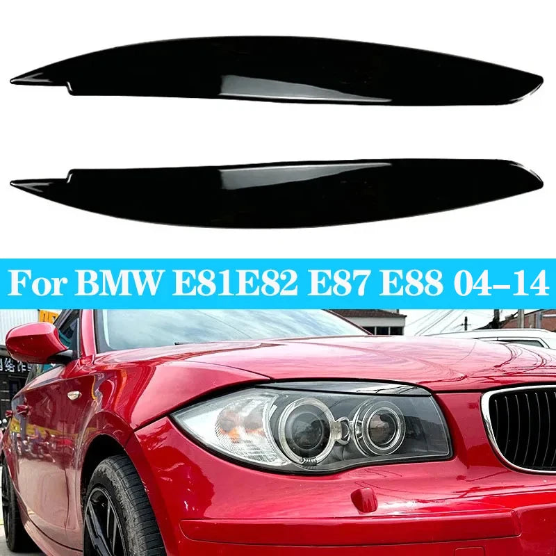 Sleek Gloss Black Headlight Eyelid Stickers - Premium Styling Trim for BMW 1 Series