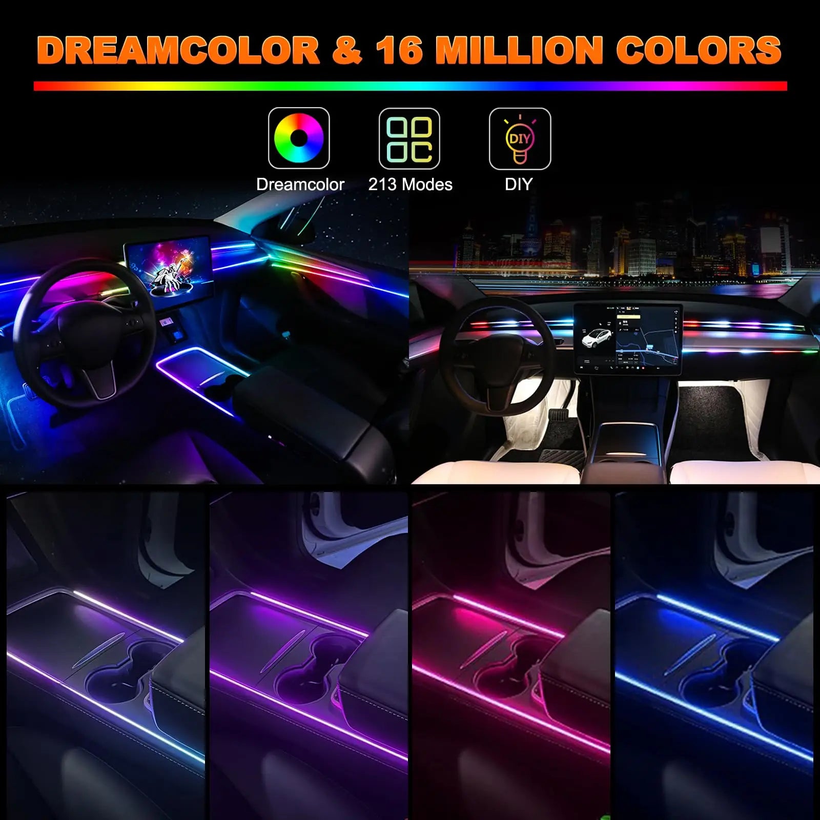 Music Synchronized Car Ambient LED Interior Streamer Light Strips