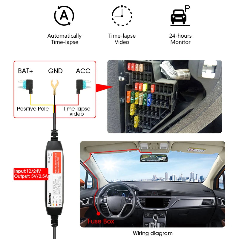 10" 2.5K Dual Lens Touch Screen Dash Cam with Rear Camera, Voice Control and Night Vision for Enhanced Driving Safety