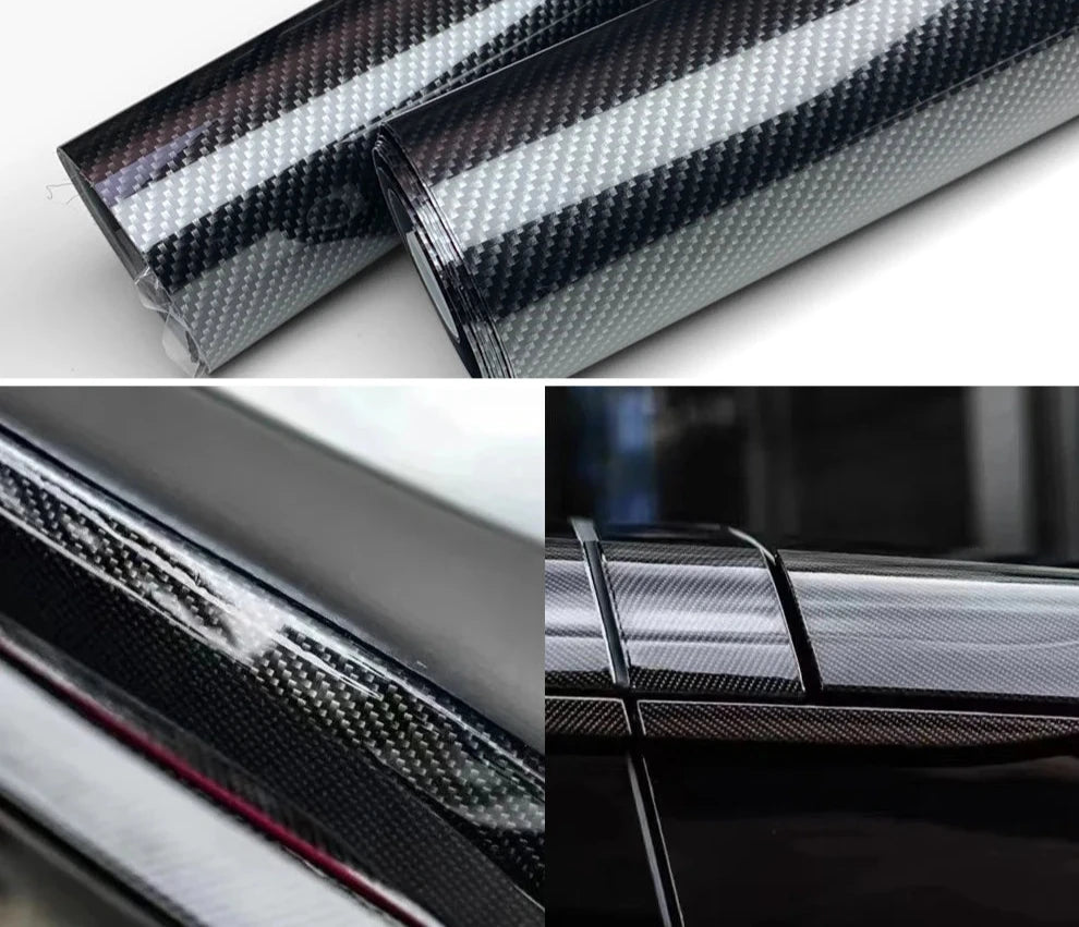 Gloss Black 9D Carbon Fiber Vinyl Wrap Film - Waterproof Anti-Scratch Protective Sticker for Cars, Motorcycles & Laptops - DIY Universal Auto Accessory