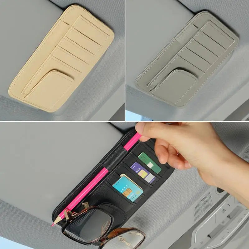 Car Visor Organizer Clip - Multifunctional Sunglasses Storage for Vehicle Interior  

Keep your car organized and clutter-free with this sleek Car Visor Organizer Clip. Made from durable PU material, it effortlessly stores small essentials like parking