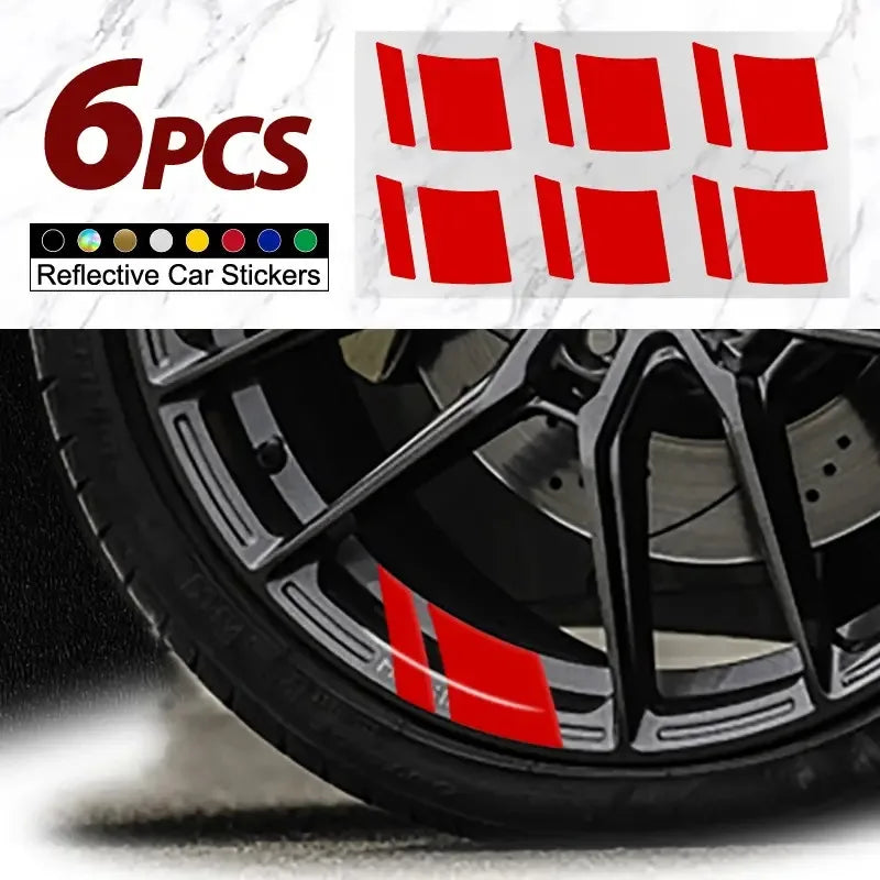 Wheel Rim Hub Vinyl Decal, Reflective Hash Mark Racing Wheel Hub Decals