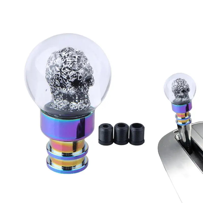 Acrylic Crystal Bubbles Shifter Knob Adapter with Creative Skull Design for Car Gear Shift Lever