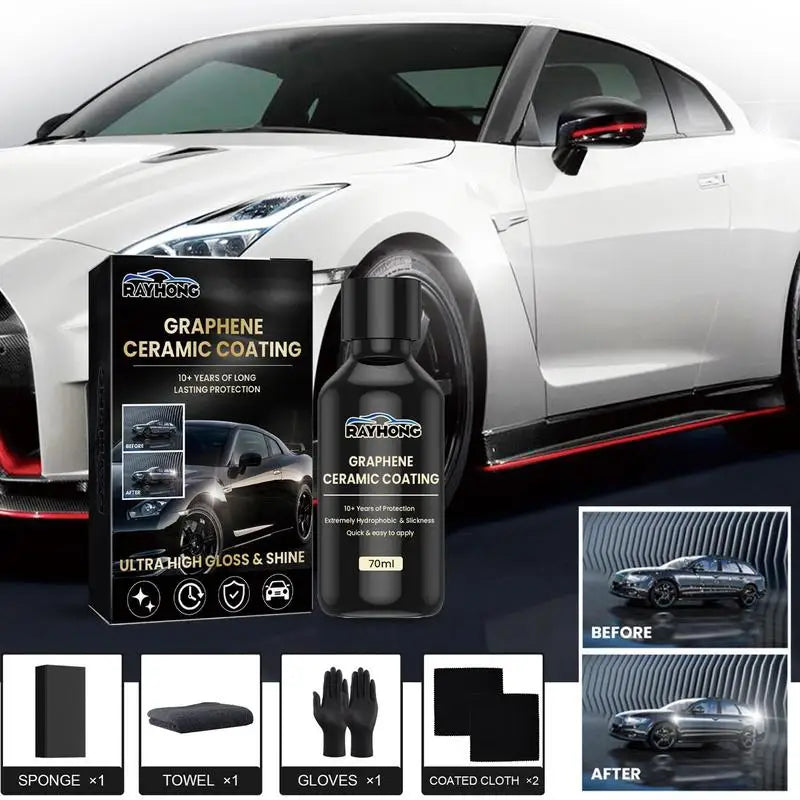 Advanced Graphene Ceramic Coating for Ultimate Car Protection - 70ml High Gloss, Scratch-Resistant, Hydrophobic Finish for Motorcycles and Autos