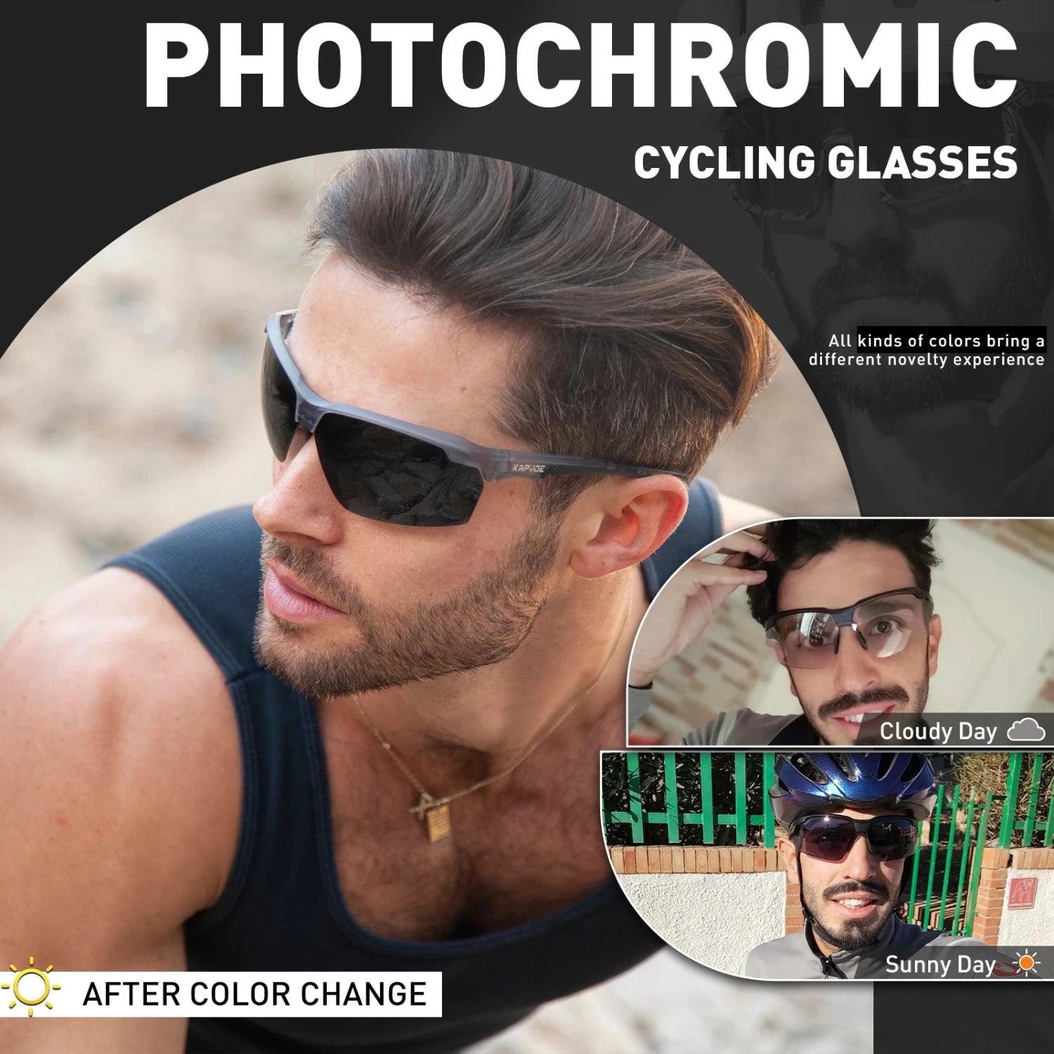 New Hot Photochromic Cycling Glasses Running Man Bicycle Sports Sunglasses MTB Road Bike Eyewear Women Cycling UV400 Goggles