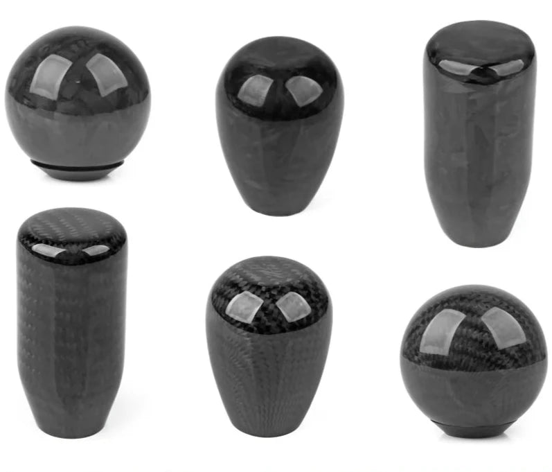 Manual Transmission Universal Carbon Fiber Gear Shift Knob - Stylish Teardrop Design with M8, M10, M12 Adapters