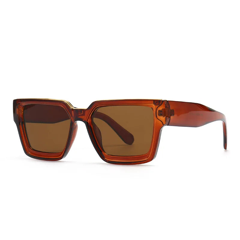 Vintage Big Frame Brown Square Sunglasses Women Brand Designer Sun Glasses Retro Decor Rectangle Men Shade Eyewear Sunnies UV400