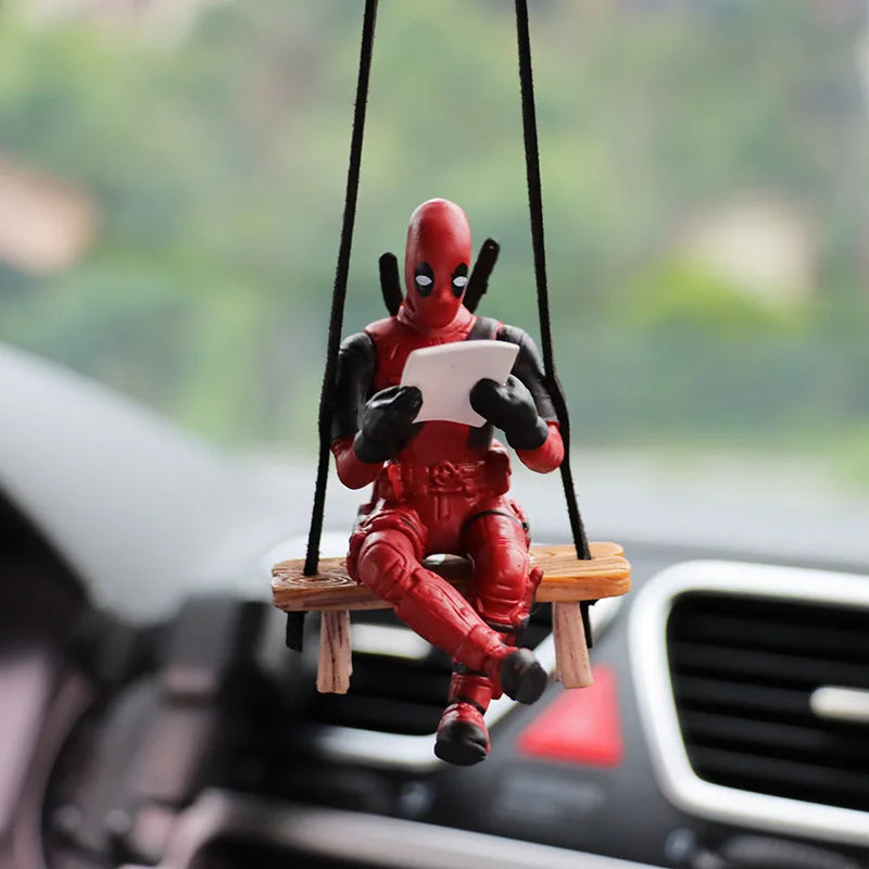 Deadpool, Swinging Deadpool Car Rearview Mirror Dash Decore